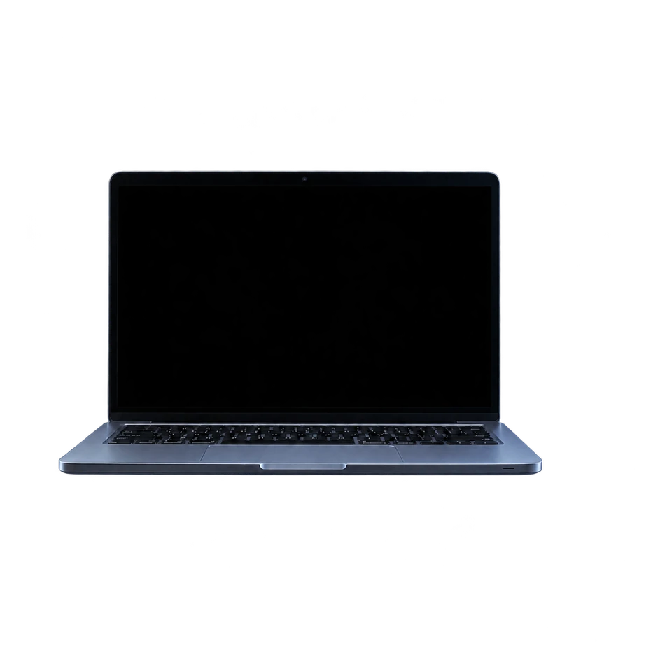 Ein geöffneter Laptop mit wechselnden Website-Beispielen.